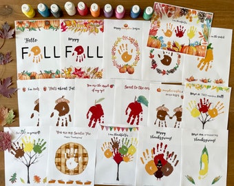 Fall Handprint Craft Bundle, Thanksgiving Handprint Footprint, Autumn Craft for Kids, DIY Keepsake Handprint Art, Daycare Preschool Kinder