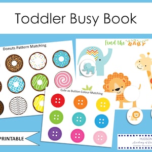 Toddler BUSY BOOK PRINTABLE, Toddler Learning Binder, Busy Book, Activity Worksheets, Homeschool Learning, Instant Download