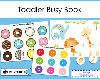 Toddler BUSY BOOK PRINTABLE, Toddler Learning Binder, Busy Book, Activity Worksheets, Homeschool Learning, Instant Download