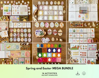 Easter MEGA BUNDLE, Toddler Busy Book Bundle, Easter Basket Gift, Numbers Counting, Shape Matching Activities, Preschool Instant Download