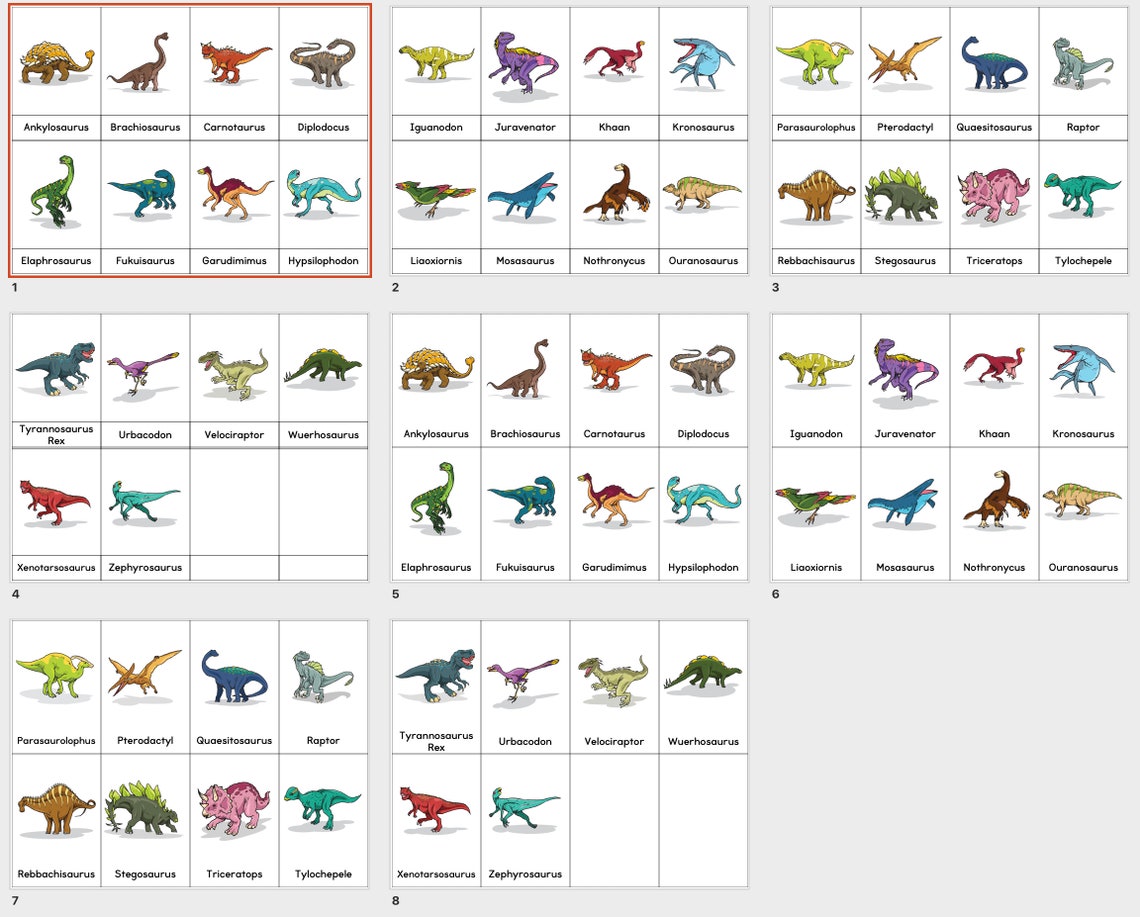 Dinosaur Cards Printable MONTESSORI MATERIALS PRINTABLE | Etsy
