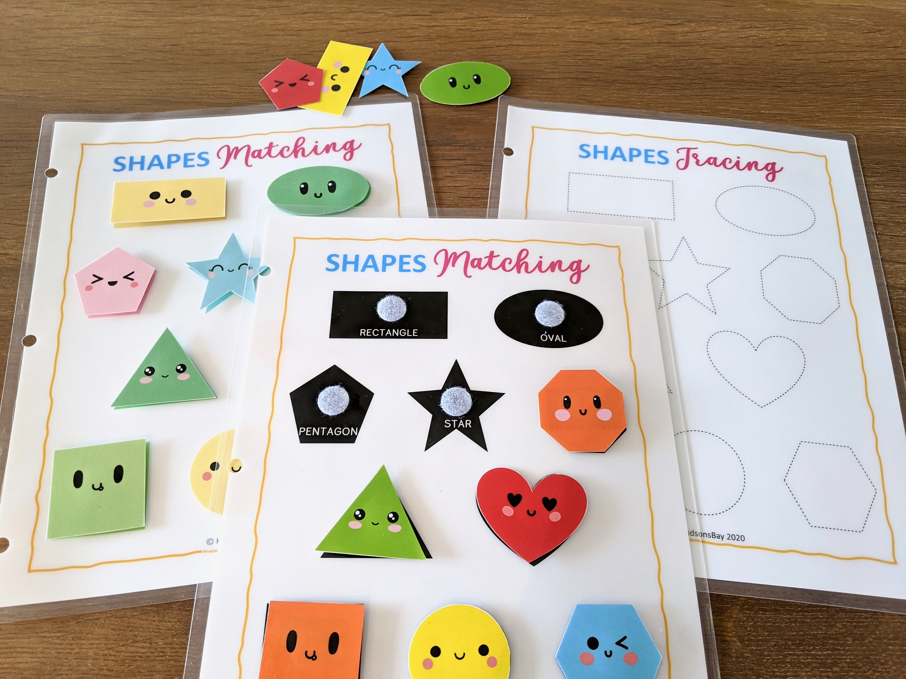 shapes matching worksheets learning binder file folder etsy