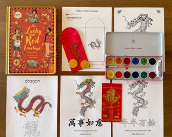 Chinese New Year Coloring Pages, Lunar New Year Dragon Coloring Pages, Year of the Dragon, Red Envelops DIY, CNY Kindergarten Coloring Pages