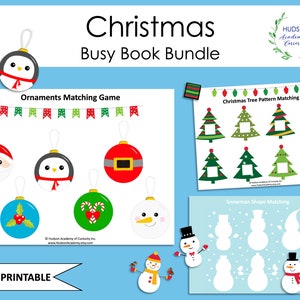 Christmas Busy Book, Printable Toddler Busy Book, File Folder Game, Learning Binder, Activity Worksheets, Early Learning, Instant Download
