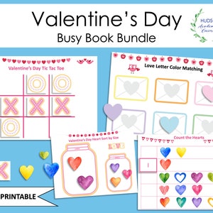 Valentine's Day Busy Book, Valentine Printable, Busy Binder, Toddler Busy Book, Preschool Printable Activity Worksheets, Homeschool Learning image 1