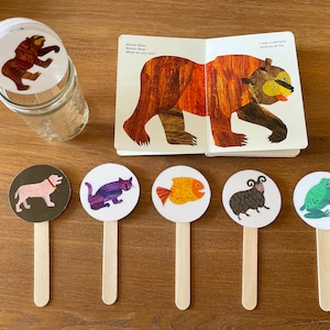 Toddler Busy Book Page, Brown Bear Brown Bear What Do You See, Eric Carle, Bookish Play, Story Sticks, Educational Game, Instant Download