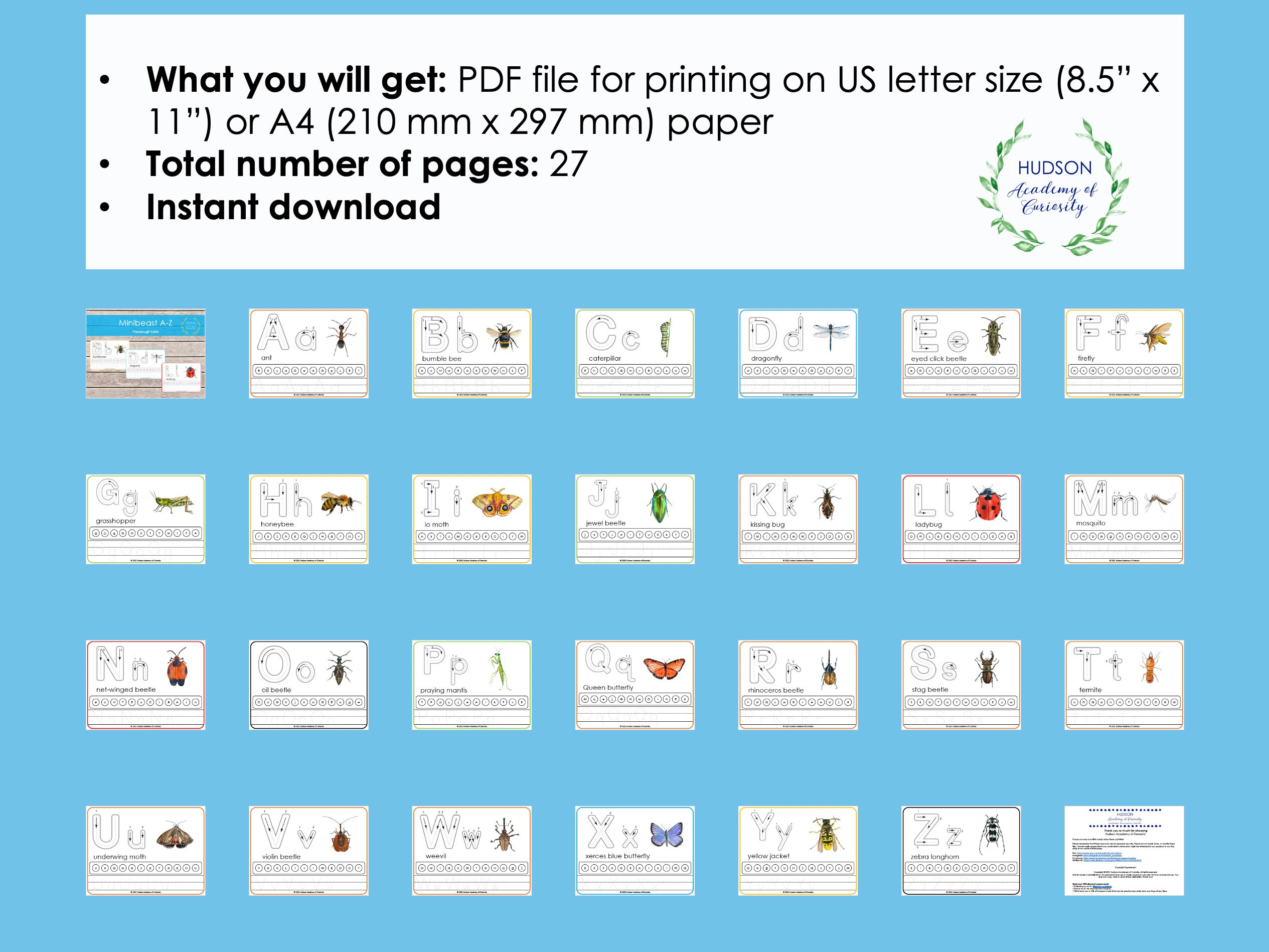 Minibeasts Play Dough Mats Playdoh Alphabet Mat Printable Etsy Canada