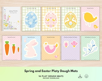 Easter Playdough Mats, Spring Play Doh Mats, Easter Basket Gift, Toddler Playdoh Mats, Gift for Kids, Playdough Activity Mat Printable PDF