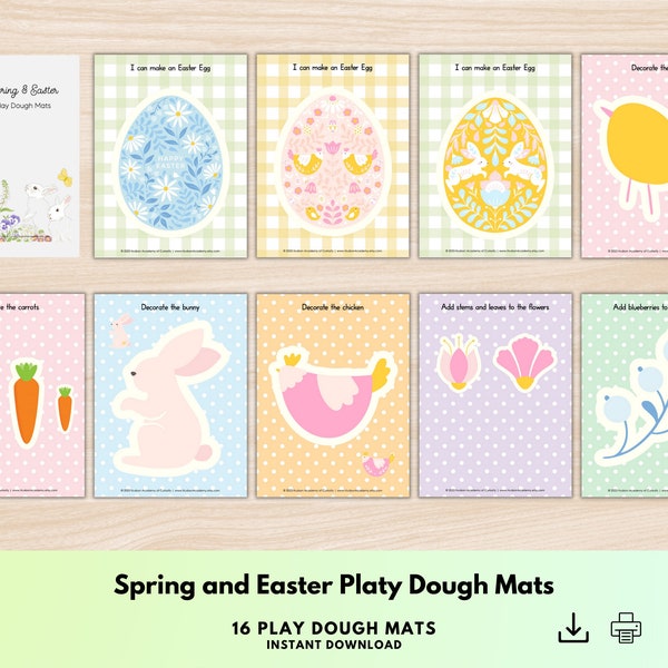 Easter Playdough Mats, Spring Play Doh Mats, Easter Basket Gift, Toddler Playdoh Mats, Gift for Kids, Playdough Activity Mat Printable PDF