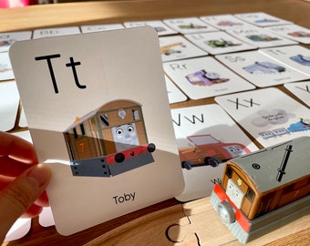 Thomas Trains Alphabet, Thomas Trains A-Z Alphabet Cards, Thomas and Friends A-Z, Gift for Kids, Preschool Learning, Pre-K and K Homeschool