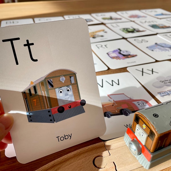 Thomas Trains Alphabet, Thomas Trains A-Z Alphabet Cards, Thomas and Friends A-Z, Gift for Kids, Preschool Learning, Pre-K and K Homeschool