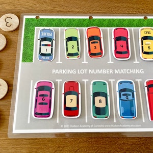 Toddler Busy Book Page, Parking Lot Number Matching, Things That Go Learning Binder, Activity Worksheets, Educational Game, Instant Download