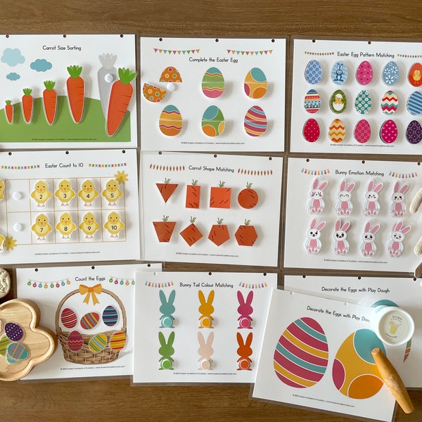 Easter Busy Book, Toddler Busy Book Bundle, Easter Basket Gift, Numbers Counting, Shape Matching Activities, Preschool Instant Download