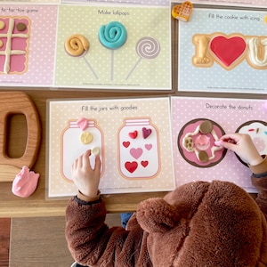 Valentine&#39;s Day Play Dough Mats, Gift for Kids, Busy Book Printable, Valentine&#39;s Day Gift for Kids, Playdoh, Instant Digital Download