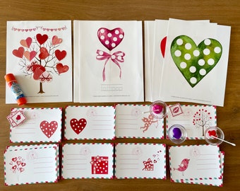 Valentine's Day Cards DIY, Valentine's Day Arts and Craft Bundle, Dot Marker Printable, Dot Sticker Page, DIY Cards for School, Preschool