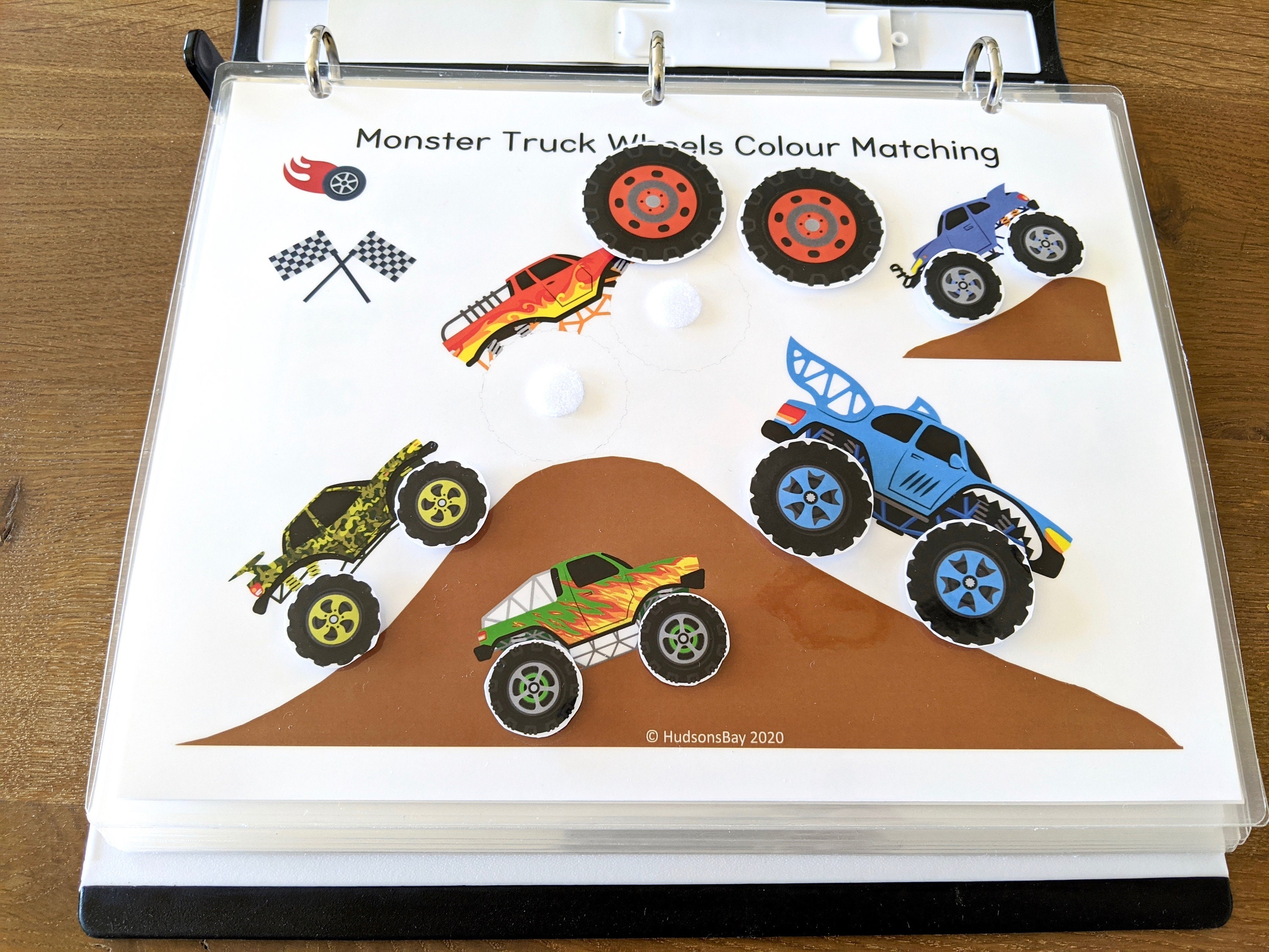 Monster Truck Colour Matching PRINTABLE BUSY BOOK Worksheet, Quiet Book for Toddlers and Preschool, Homeschool Learning, Instant Download