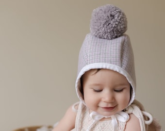 Wool Pom Pom Bonnet -Violet