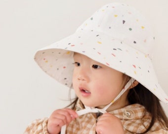 White Wide Brim Sun Hat Cotton Sun Hat Unisex Kids Sun Hat Summer Holiday Sun Hat