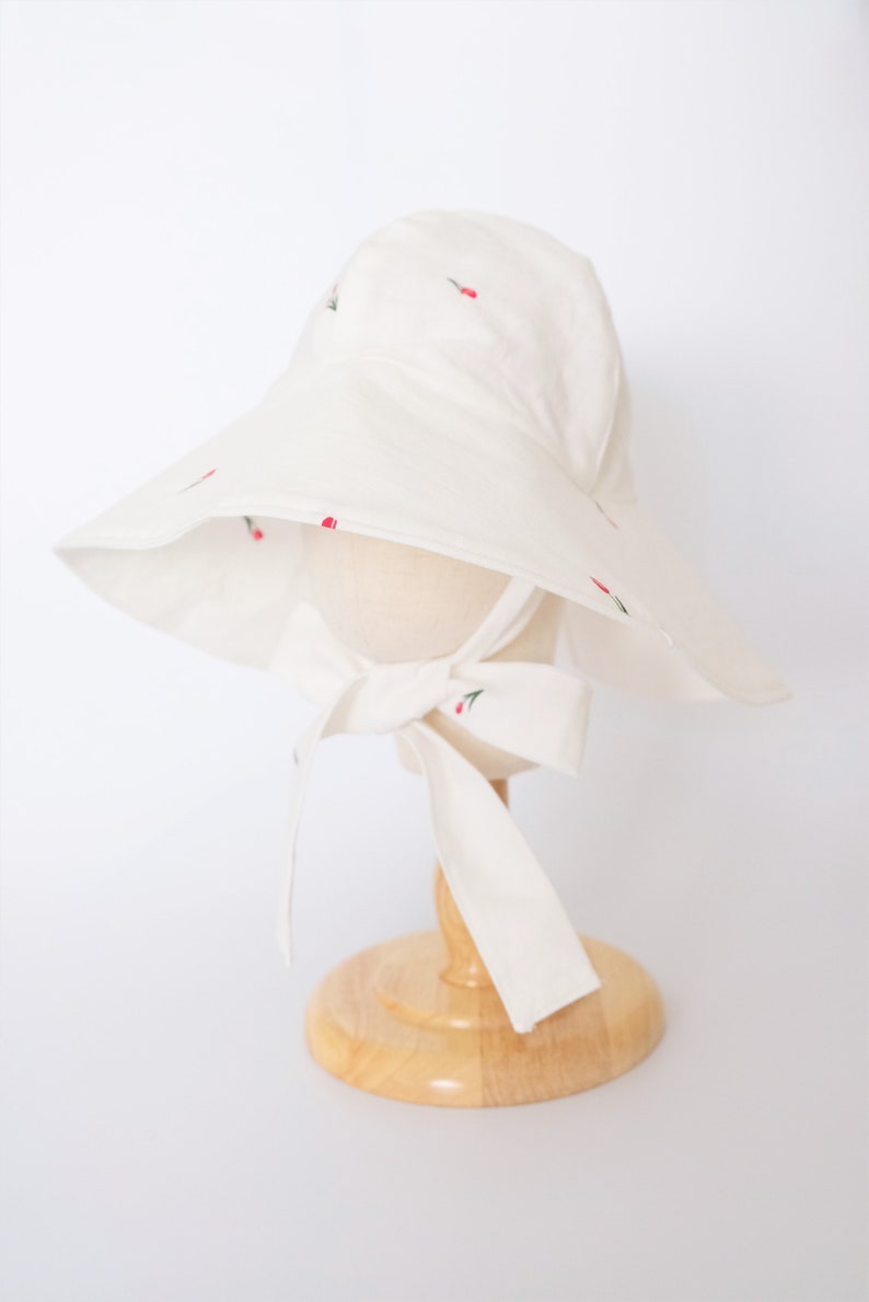 White Wide Brim Sun Hat White Tulip Wide Brim Sun Hat Summer hat Holiday Hat Vintage Sun Hat Kids Sun Hat image 7