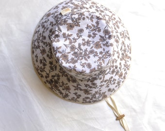 Floral Linen Sun Hat: Wide Brim Summer Hat with UV Protection