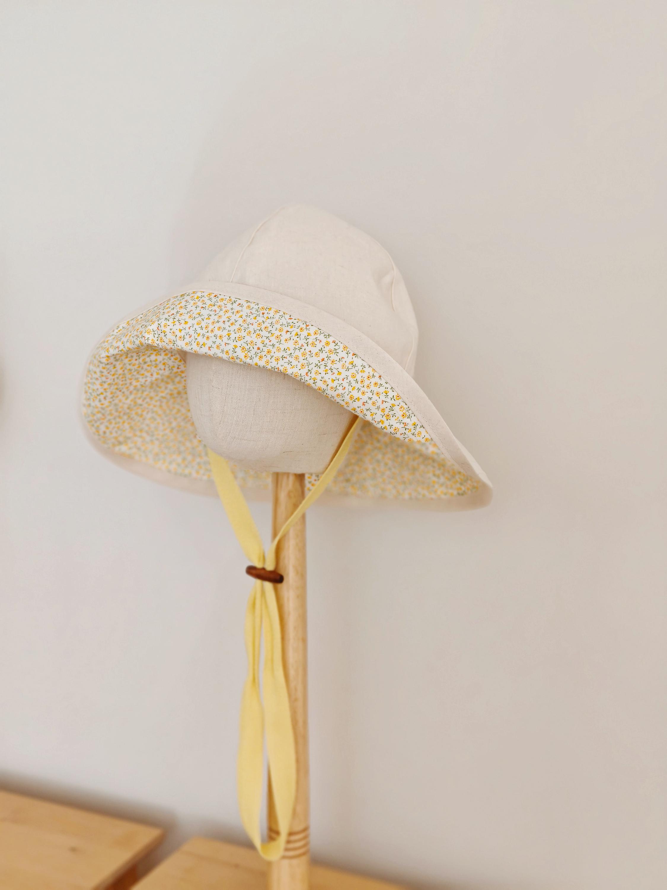 Kids Yellow Floral Bucket Hat: Handmade Cotton Sun Hat - Etsy display picture 2