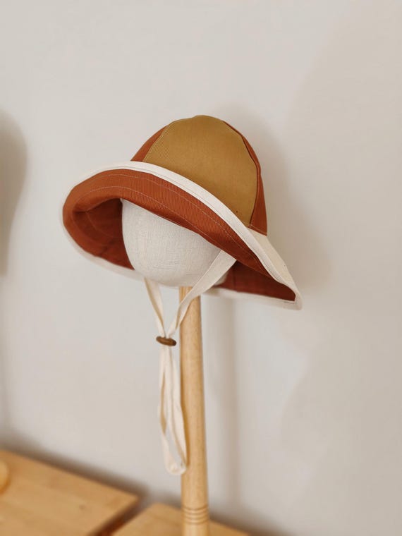 Kids Denim Color Block Bucket Hat: Handmade Unisex Sun Hat  display picture 2