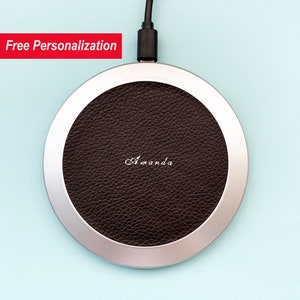QI Wireless Leather Charging Station for iPhone 8/ X/ Xs/ 11/ 11 Pro, QI enabled smartphones