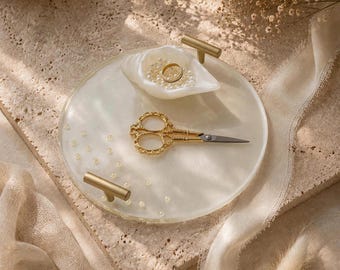 Tray Engagement tray Ring tray with pearls Scissors and ribbon Kiz Isteme Söz Nisan Wedding