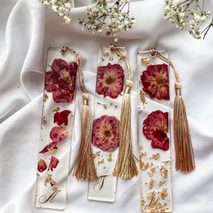 Bookmark personalized  Resin Art - Red Roses gift