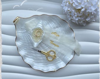 Engagement tray shell personalized Kiz isteme yüzük tepsi ring tray nisan söz tepsisi kurdele Kiz Evi tray Damat kahvesi