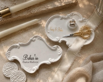 Engagement tray, engagement mocha tray, personalized ring pillow