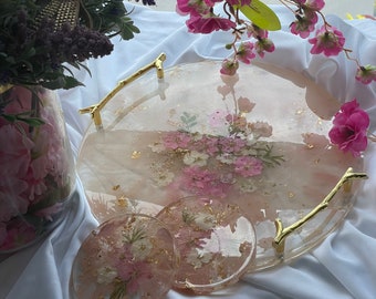 Engagement tray, engagement gift, wedding resin, Nisan Kiz isteme wedding, registry office, pressed flowers -