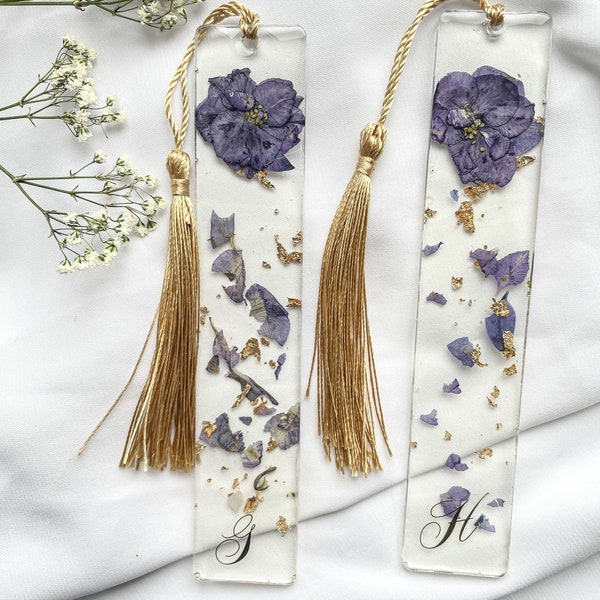 Lesezeichen resin lila Blüte bookmark personalisiert - muttertag - Geschenke für Sie - Valentinstag