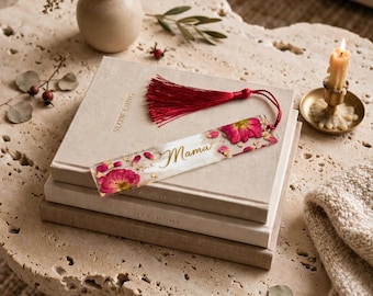Bookmark personalized  Resin Art - Red Roses gift
