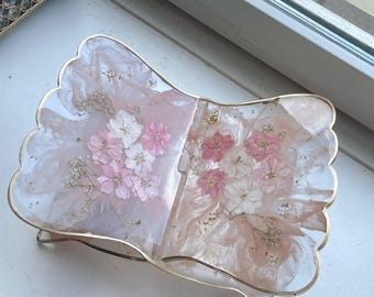 Personalized Resin art islam book holder Quran holder pressed flowers gypsophila Resin bookmark frame ayatul kursi