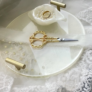 Tray Engagement Tray Ring Tray with Pearls Scissors and Ribbon Kiz Isteme Söz Nisan Wedding