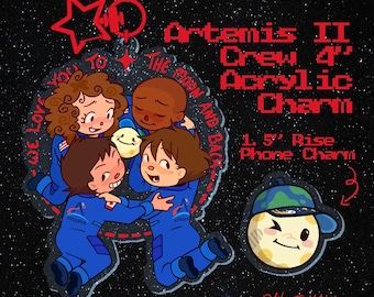Charm in acrilico Artemis II Crew 4” e Rise 1.5” // PREORDINE