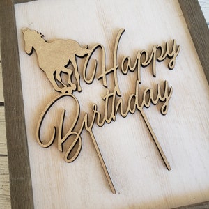 Horse Birthday Cake Topper, Party Decoration, Laser Cut Wood, Baltic Birch