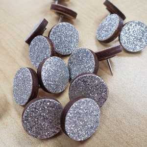 Silver Glitter Thumbtacks: Handmade Decorative Push Pins, 16-Piece Set