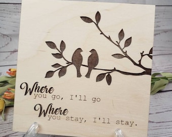 Wood Anniversary Card, Where You Go I&#39;ll go, 5th Anniversary Keepsake Cards, Valentine&#39;s Day, Greeting Cards, Wedding
