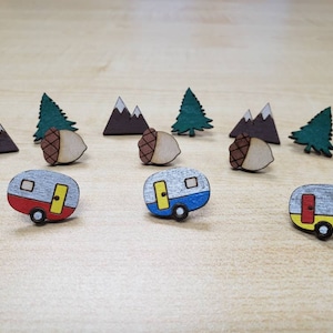 Wilderness Camper Thumbtacks: Decorative Push Pins, Set of 12