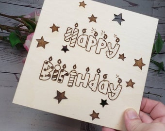 Happy Birthday Wood Card - Etsy