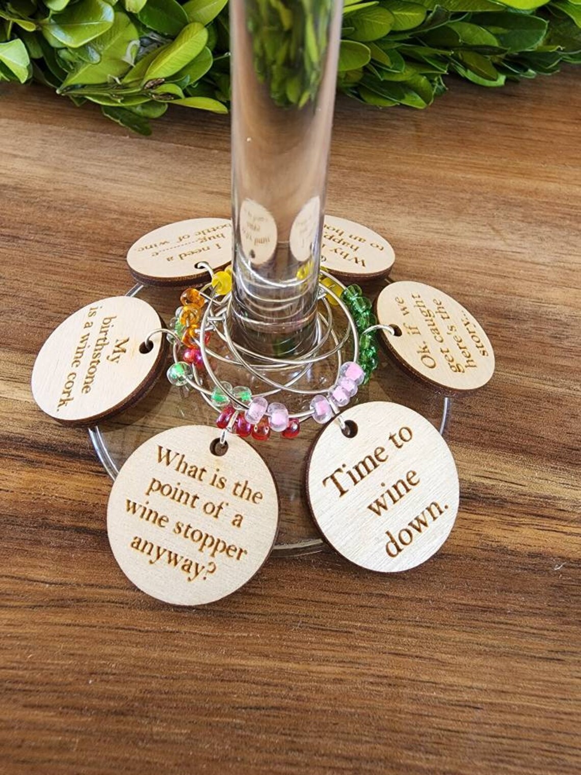 Funny Wine Glass Charms Set of 6 Laser Engraved Wood and Etsy
