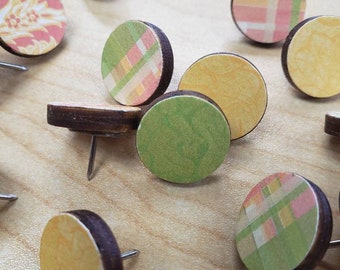 Handmade Decorative Thumbtacks: Fun Patterned Push Pins, Set of 16