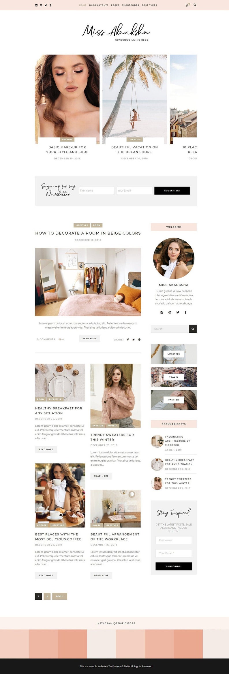 Lifestyle Blog WordPress Theme (Responsive Magazine Template, Blog Theme, Ecommerce Shop Theme) Travel - Lifestyle - Fashion - Photography 