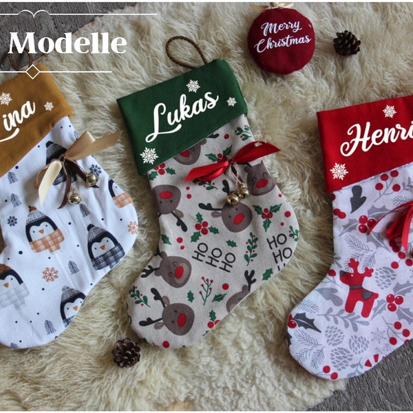 Botte / chaussette de Noël personnalisable avec prénom - décoration de Noël personnalisée