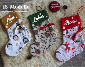 Bota / calcetín navideño personalizable con nombre - decoración navideña personalizada