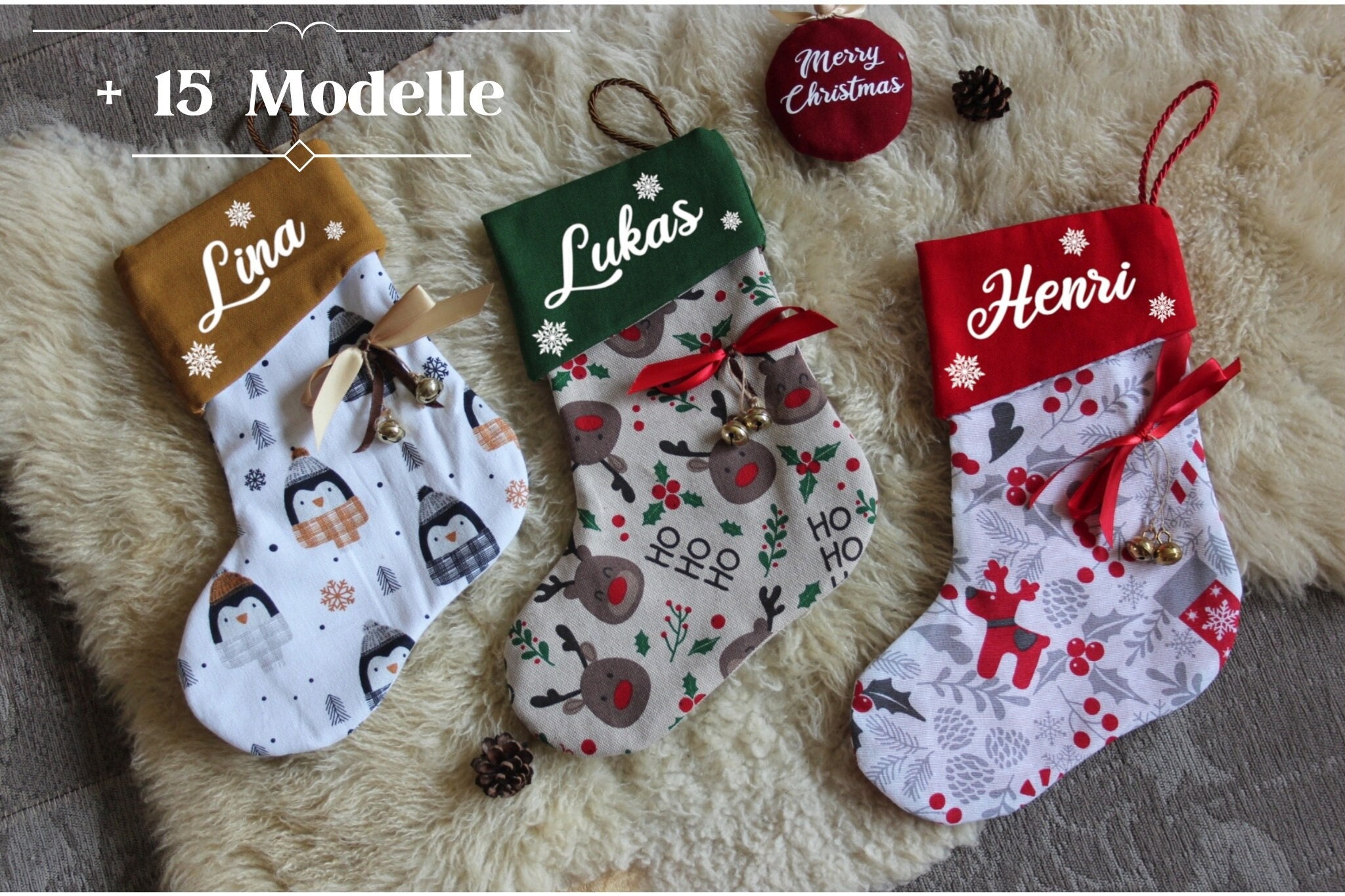 Grande Chaussette De Noël Personnalisée 44x30 Cm - Sac Cadeau Réutilisable En Peluche Avec Motif Patte De Chien - Pour Sapin Ou Cheminée
