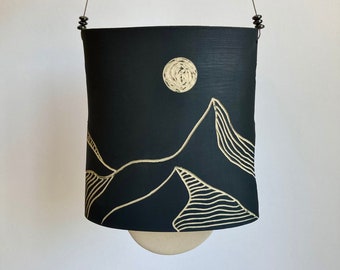 Sgraffito Art Wind Chime | Nature Inspired Garden Art | Hand Carved Ceramic Wind Chime  | Designer Wind Chime
