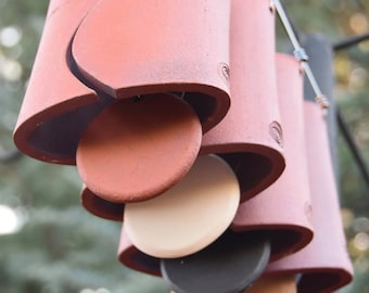 Handcrafted Rustic Red Sedona Clay Wind Chime Bell for Garden